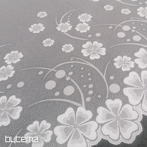 Jacquard zavesa A39000 bele rože