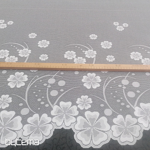 Jacquard zavesa A39000 bele rože