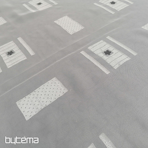 Bež-siva kockasta voile zavesa 180