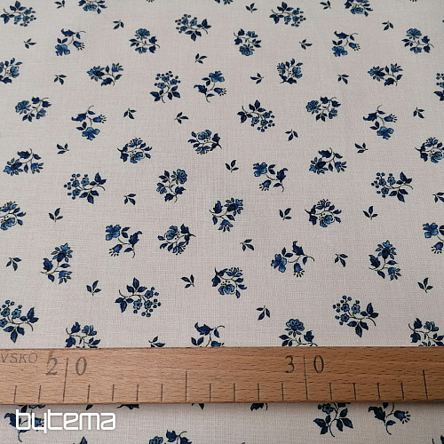 Bombažna tkanina MAJOLIKA modra roža