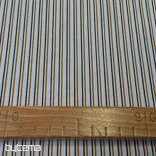 Bombažna tkanina STRIPE modro-gorčica