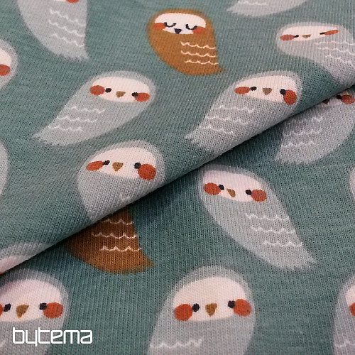 Turkizna bombažna pletenina OWL