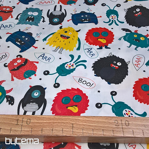 Otroški bombažni saten MONSTERS digital