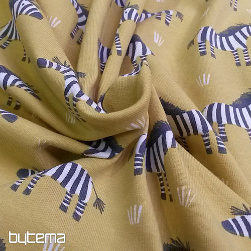Rumeno-zelena bombažna pletenina ZEBRA