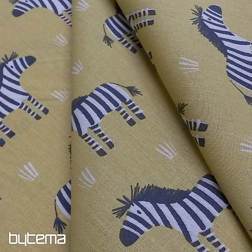 Rumeno-zelena bombažna tkanina ZEBRA