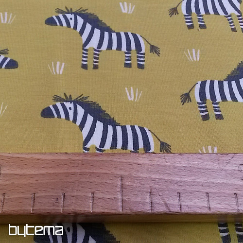 Rumeno-zelena bombažna pletenina ZEBRA