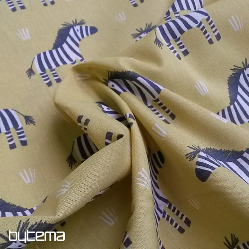Rumeno-zelena bombažna tkanina ZEBRA